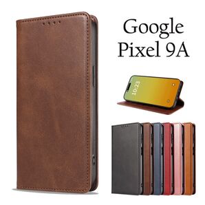 Google Pixel 9aケース グーグルピクセル8a ベルトなし マグネット 手帳型:ブラウン