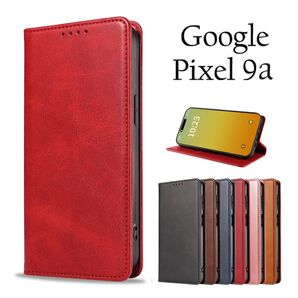 Google Pixel 9aケース グーグルピクセル8a ベルトなし マグネット 手帳型:レッド