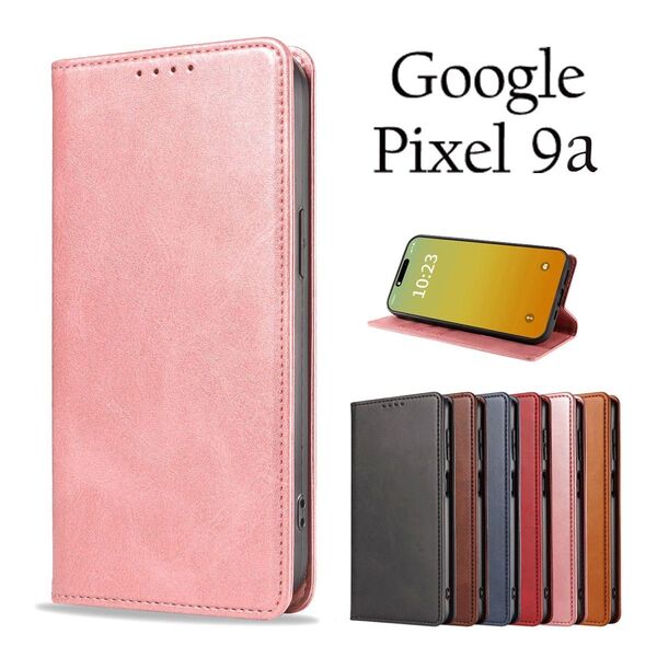 Google Pixel 9aケース グーグルピクセル8a ベルトなし マグネット 手帳型:サテンライトピンク