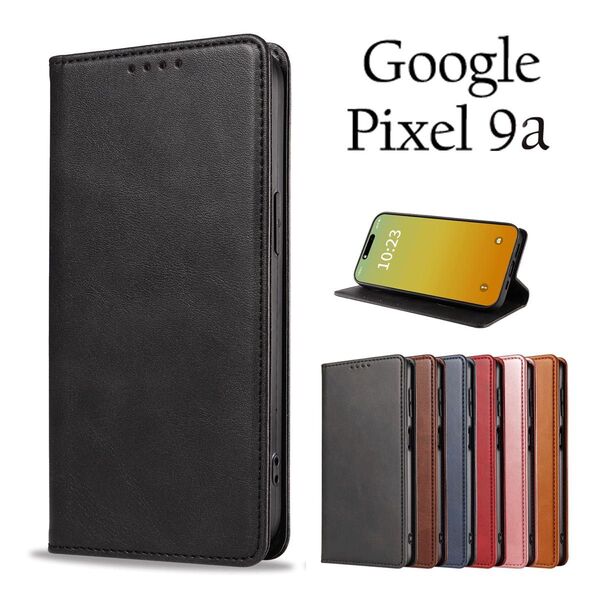Google Pixel 9aケース グーグルピクセル8a ベルトなし マグネット 手帳型:ブラック