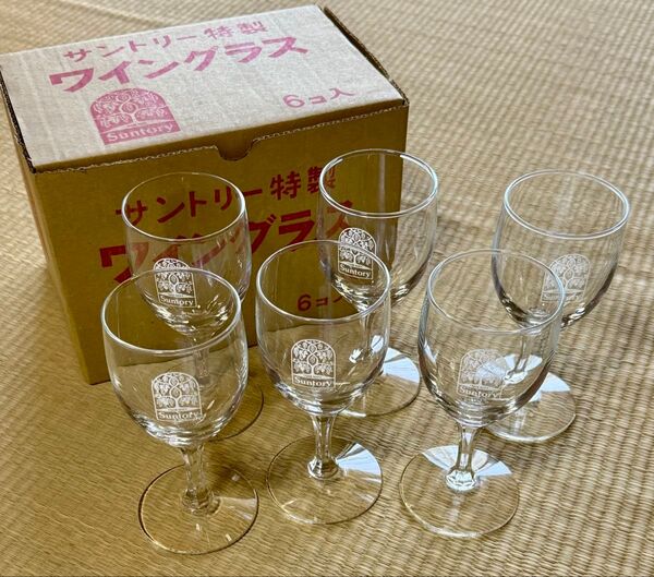 【昭和レトロ】サントリー 特製ワイングラス 佐々木グラス 6個セット 食器 ガラス製 ワイングラス