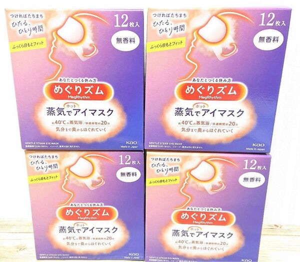 めぐりズム 蒸気でホットアイマスク 無香料 48枚(12枚入×4セット)