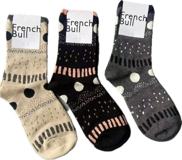 【新品】French Bull フレンチブル 2025年 ソックス 靴下【四色|雨の日】begie+grey+black 3足