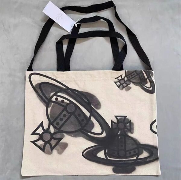 【新品】Vivienne Westwood ヴィヴィアンウエストウッド トートバッグ【土星柄|印刷logo】begie 1点