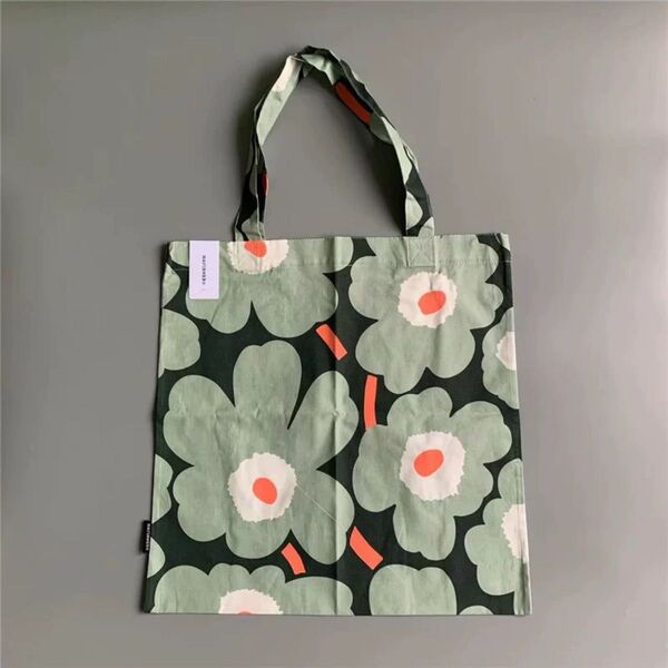 【新品】marimekko マリメッコ トートバッグ ショルダーバッグ【大花柄|Size:43x43cm】green 1点