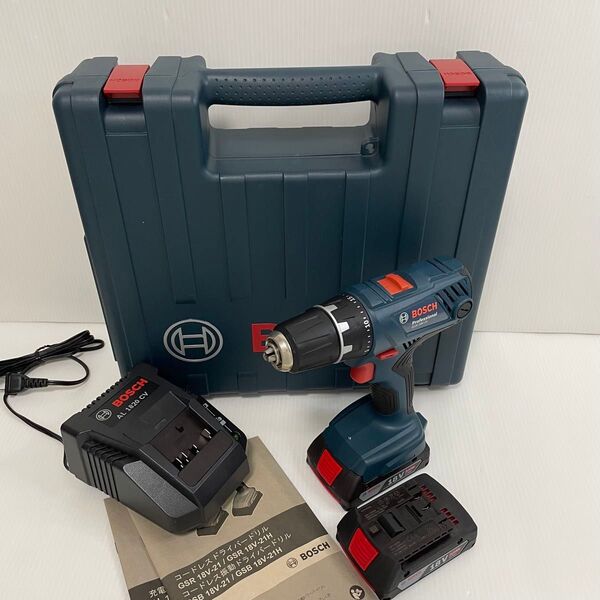 Bosch ボッシュ 18V コードレスドライバードリル 2.0Ahバッテリー2個・充電器・キャリングケース付 GSR18V-21