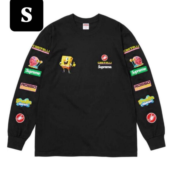 Supreme SpongeBob SquarePants Castelli Racing L/S Tee Sサイズ 黒