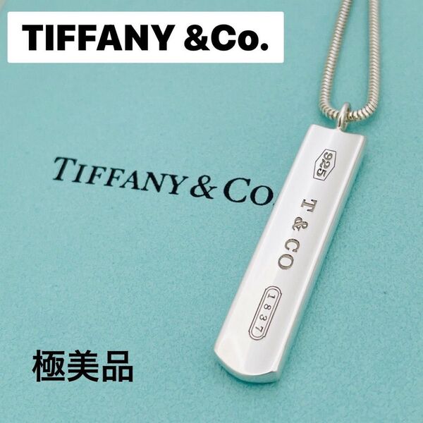極美品☆TIFFANY &Co. ティファニー ペンダント 1837 ナローバー プレート ネックレス チェーン シルバー925