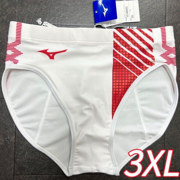 ミズノ 女子陸上レーシングショーツ ホワイト×レッド 3XLサイズ 新品