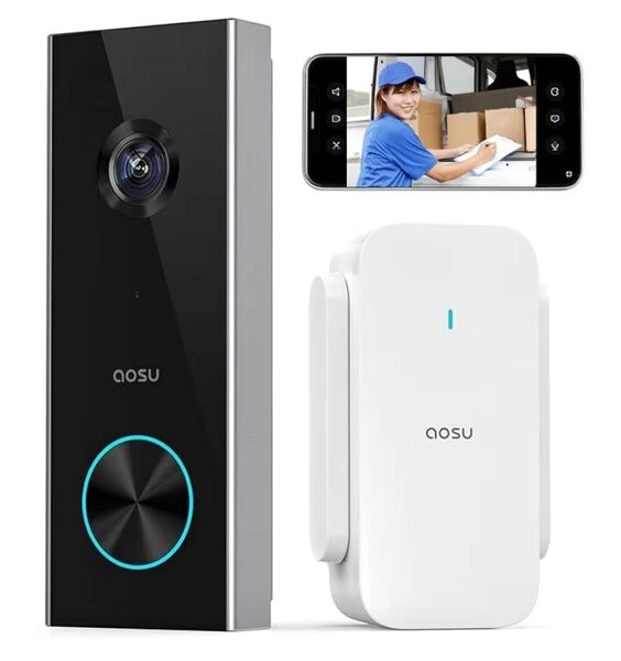 【新品未使用】インターホン ワイヤレス 工事不要 充電式 166°広角 2K画素 防水 2.4Ghzwifiのみ対応 人体検知双