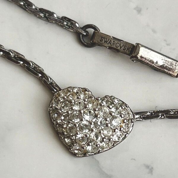 スワロフスキー Swarovski ネックレス ハートモチーフ パヴェ シルバー