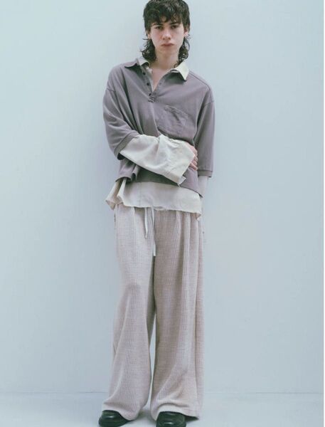 ANCELLM 25SS CUT STRIPE EASY SLACKS