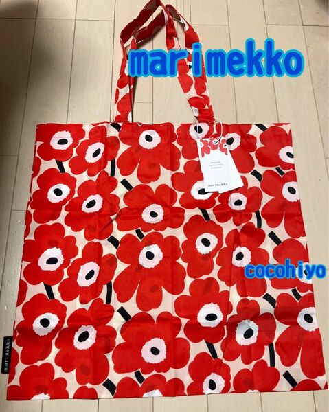 新品 marimekko マリメッコ トートバッグ レッド ウニッコ柄 ピエニ エコバッグ 花柄 赤