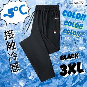 接触冷感 ジョガーパンツ ブラック 3XL トレーニングパンツ ルームウェア 夏