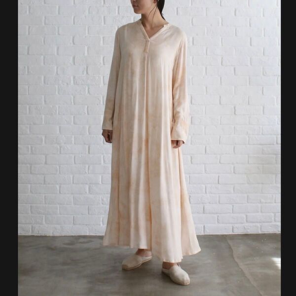 WALANCE eco rayon caftan dress 草木染め マホガニー マキシ丈 シャツワンピース