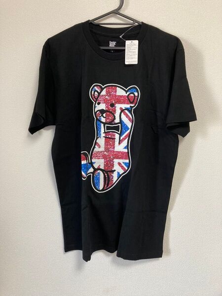 Design Tshirts Store Tシャツ イギリス 国旗 クマ 黒 L 新品 グラニフ
