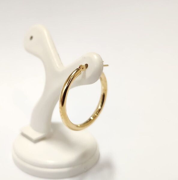 新品 K18シンプルフープピアス(リングピアス) サイズ2mm×20mm 片耳分