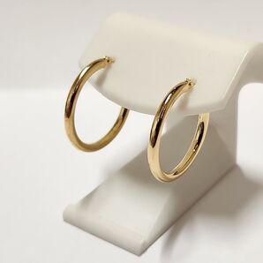 新品 K18シンプルフープピアス(リングピアス) サイズ2mm×20mm