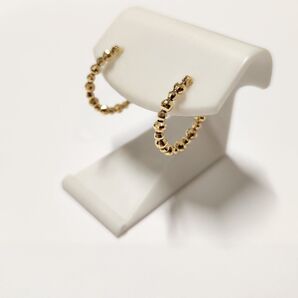 新品 K18 カットボールフープピアス(リングピアス) サイズ2mm×16mm