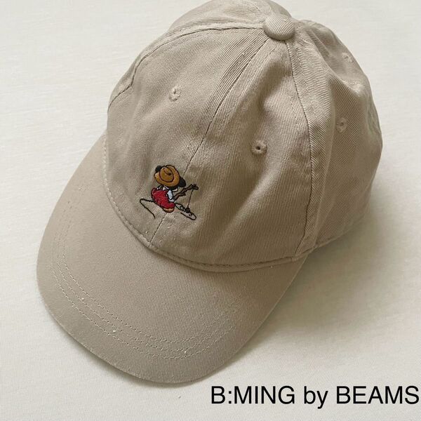 キッズ B:MING by BEAMS ミッキー 刺繍 キャップ ベージュ