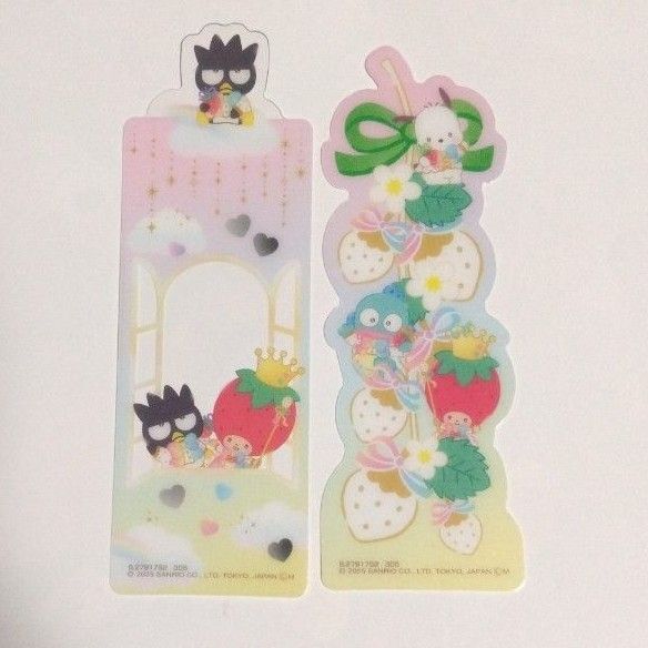 2枚セット バッドばつ丸 いちごの王さま ポチャッコ ハンギョドン ブックマークコレクション サンリオキャラクターズ いちご新聞