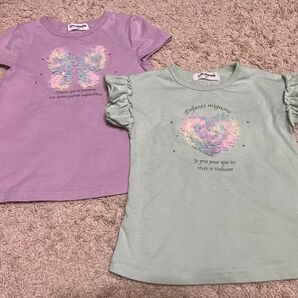 フリル付きバタフライ・ハートTシャツ2枚セット 110cm