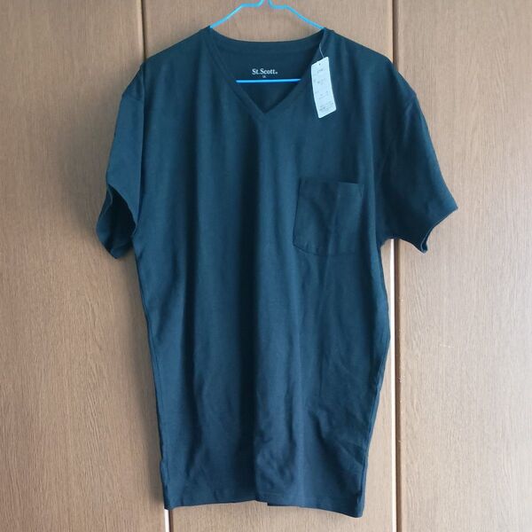 St.Scott VネックTシャツ 黒 L L新品 未使用
