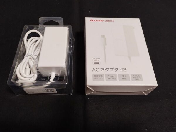 ACアダプタ 08 USB タイプC ドコモ セレクト ホワイト