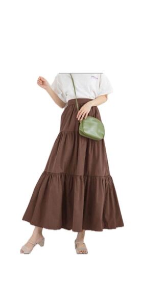 ティアードロングスカート fo1221 M ブラウン ココアブラウン 【美品】 ロングスカート