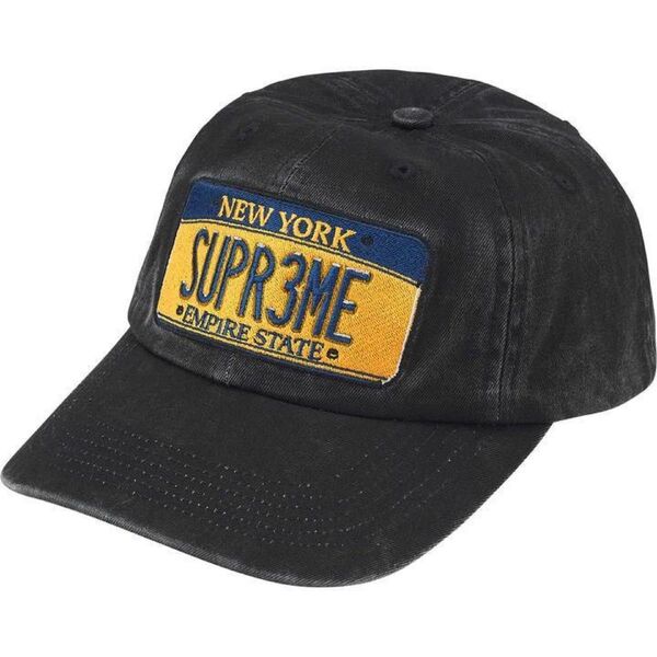 25SS Supreme License Plate 6-Panel Black シュプリーム 6パネル キャップ 帽子 ブラック