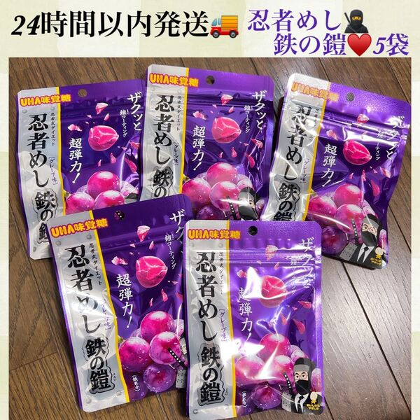24時間以内発送☆5袋☆忍者めし☆鉄の鎧☆グレープ☆グミ☆お菓子
