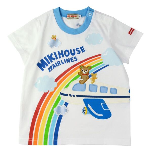 【新品】ミキハウス mikihouse 飛行機Tシャツ 白 90cm 半袖Tシャツ