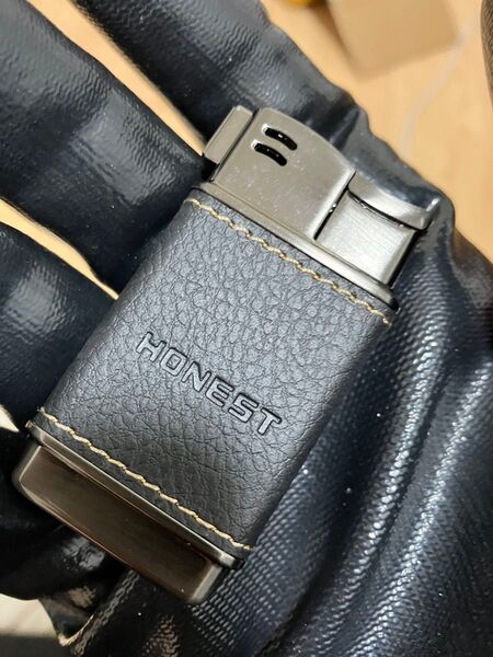 新品 ガスライター パイプ用 斜め炎 レザー 黒色