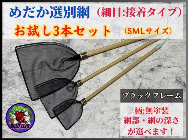 【メダカ タモ網】めだか選別網お試し3本セット(細目)