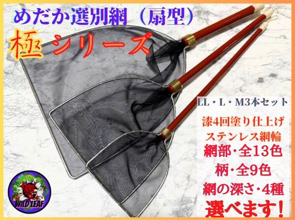 【メダカ タモ網】めだか選別網・極シリーズ3本セットB(細目)