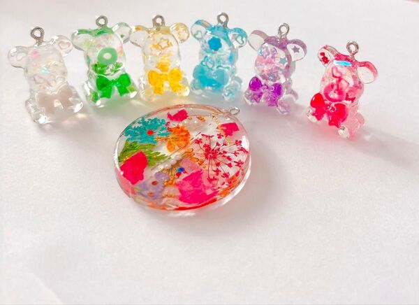 レジン☆黄色くまちゃんチャーム