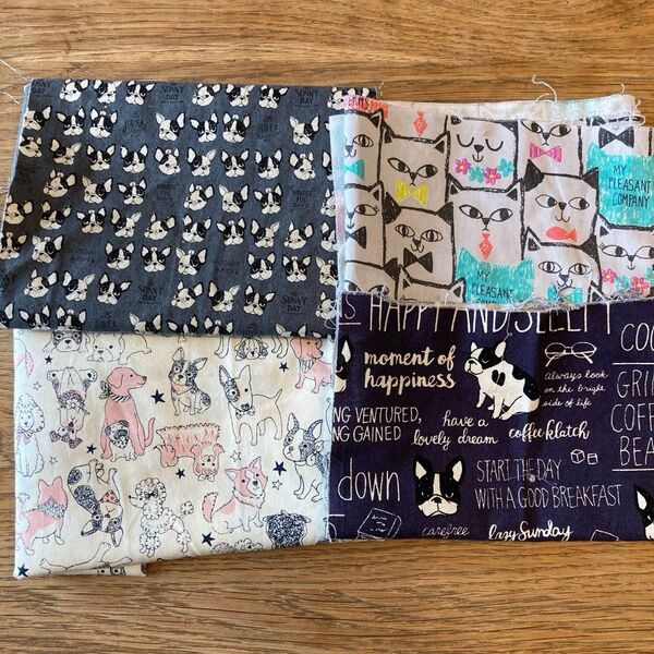 はぎれセット ハギレ 布布地 生地 ハンドメイド カットクロス 犬 ネコ柄 猫柄 ねこ柄 パグ フレンチブルドッグ