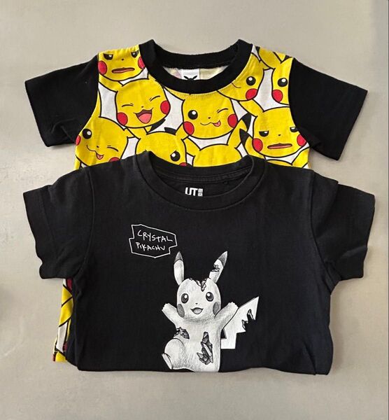 ピカチュウ Tシャツ ut ポケモン 黒 黄色 ブラック 2点セット ユニクロ UNIQLO 100 保育園着 男の子 女の子