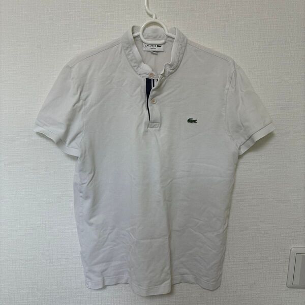 LACOSTE スタンドカラーポロシャツ ホワイト サイズ2