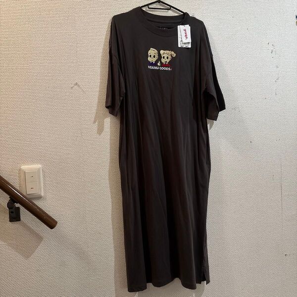 graniph OSAMU GOODS Tシャツ刺繍ワンピース チャコールグレー 未使用タグ付きFサイズ