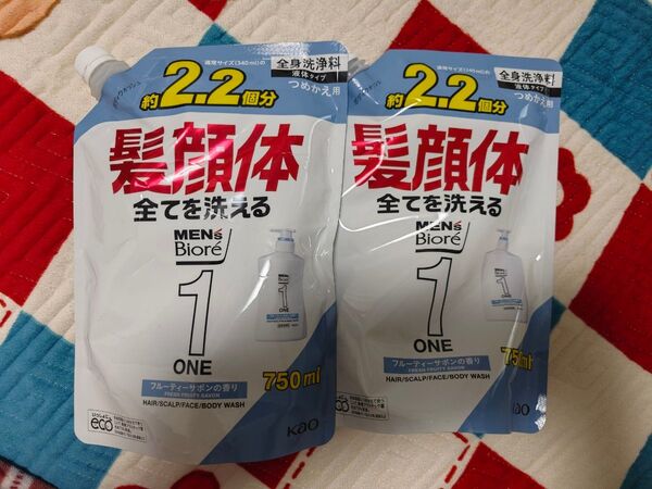 メンズビオレ ONE オールインワン全身洗浄料 清潔感のあるフルーティーサボンの香り つめかえ用 750mlx2個