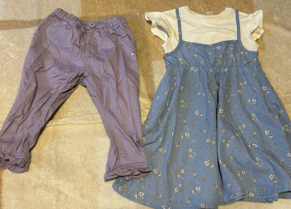 apres les cours 90センチ ワンピース ズボン 夏用 ラベンダー