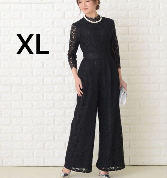 LACE LADIES パンツドレス 花柄レースオールインワン ゆったり