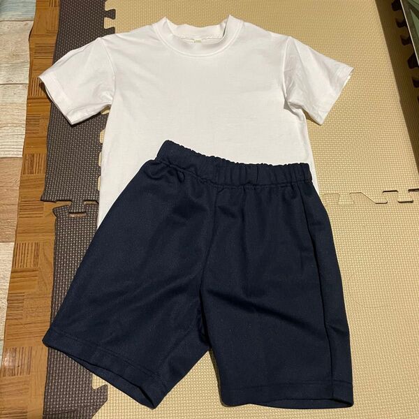 130cm 運動会 体操服 セット 白Tシャツ コン ハーフパンツ
