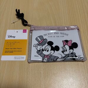 メッシュフラットミニポーチ ミッキー&ミニー ミニ財布