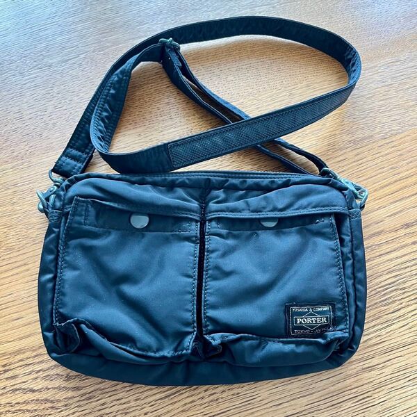 【美品】PORTER ショルダーバッグ ブラック 吉田カバン サコッシュ 黒