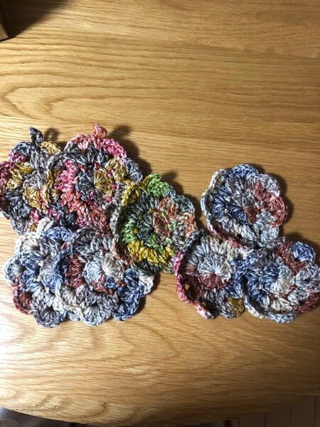 手編み アクリルタワシ5枚、ループ無し3枚 ハンドメイド かぎ針編み