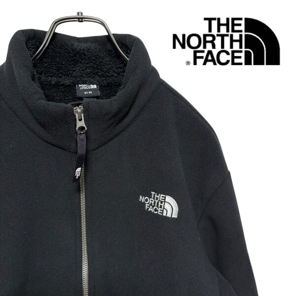 THE NORTH FACE ノースフェイス フリースジャケット 内ボア ブラック 肩ロゴ アウトドア Mサイズ