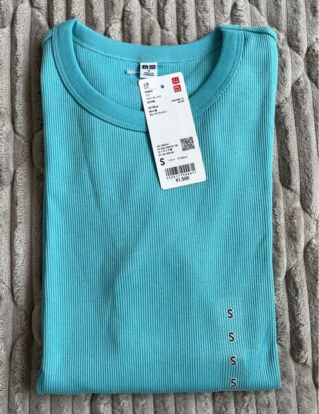 UNIQLO ユニクロ リブクルーネックT(5分袖)