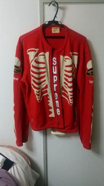 動きない場合出品消去最終値下げSupreme × Vanson Leathers ボーンライダースコットンジャケットレッド